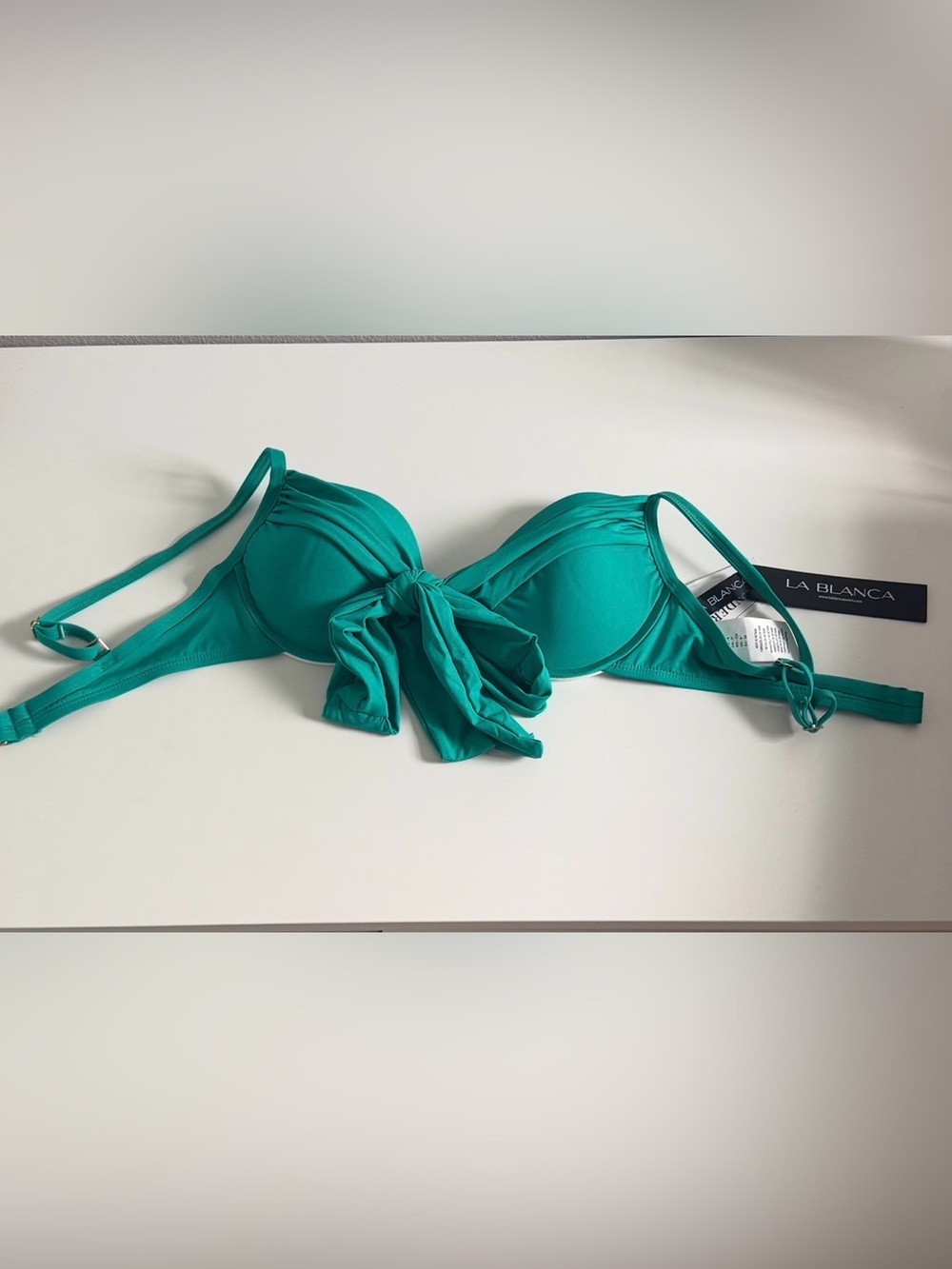 La Blanca Teal Green Tie-Front Bikini Top and bottoms